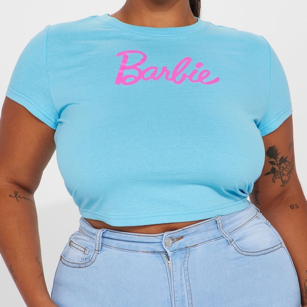 Plus Size Barbie Style Era Baby Pink Short Sleeve Tee
